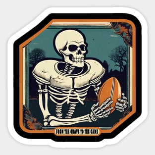 Skeleton Rugby Player Sticker